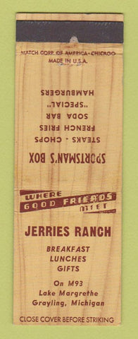 Matchbook Cover - Jerris Ranch Grayling MI WEAR