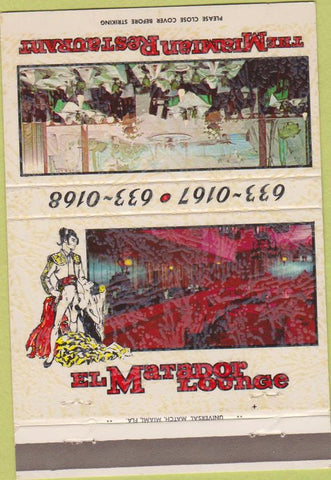 Matchbook Cover - El Matador Lounge Miami FL 40 Strike