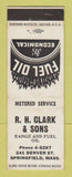 Matchbook Cover - RH Clark & Sons Range Fuel Oil Springfield MA