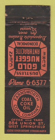 Matchbook Cover - Farnsworth Coal Company West Springfield MA? WEAR