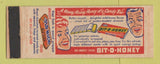 Matchbook Cover - Old Nick Bit O Honey Candy Bar
