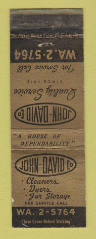 Matchbook Cover - John David Cleaners Dyers WEAR