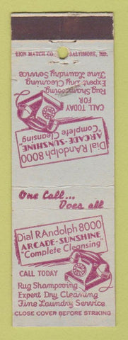 Matchbook Cover - Arcade Sunshine Cleaners WORN
