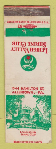 Matchbook Cover - Lehigh Valley Shrine Club Allentown PA WEAR