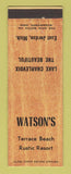 Matchbook Cover - Watson's East Jordan MI Terrace Beach Resort
