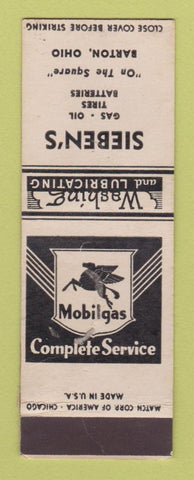 Matchbook Cover - Mobil oil gas Sieben's Barton OH SAMPLE WEAR