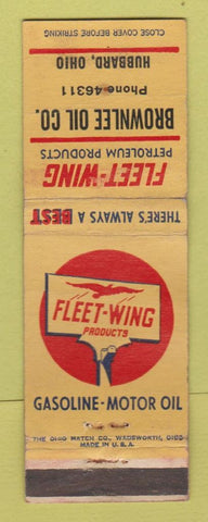 Matchbook Cover - Fleet Wing oil gas Brownlee Hubbard OH WORN