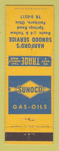Matchbook Cover - Sunoco oil gas Harford's Fairborn OH