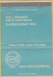Matchbook Cover - Tool  and  Die Tool Specialties Overland MO 40 Strike