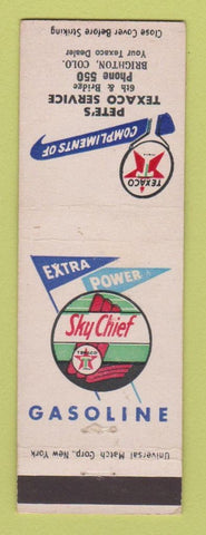 Matchbook Cover - Texaco oil gas Pete's Brighton Colorado WORN BACK