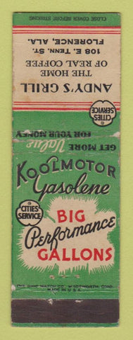 Matchbook Cover - Cities oil gas Andy's Grill Florence AL WEAR