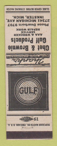 Matchbook Cover - Gulf oil gas Chet & Brownie Inkster MI