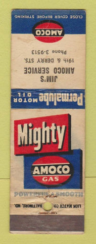 Matchbook Cover - Amoco oil gas Jim's  WORN