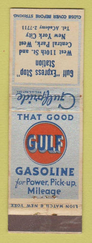 Matchbook Cover - Gulf oil gas New York City