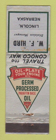 Matchbook Cover - Conoco oil gas WF Hird Lincoln NE WEAR