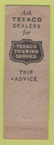 Matchbook Cover - Texaco oil gas Czapiga's Central Falls RI