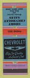 Matchbook Cover - Short Chevrolet West Unity OH