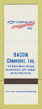 Matchbook Cover - Bacon Chevrolet Greenwich OH