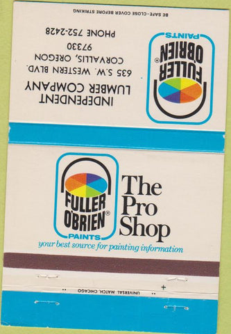 Matchbook Cover - Fuller O'Breien Paints Corvallis OR 40 Strike