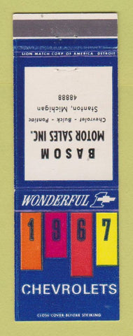 Matchbook Cover - 1967 Chevrolet Bason Buick Pontiac Stanton MI