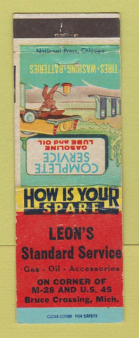 Matchbook Cover - Leon's Standard oil gas Bruce Crossing MI