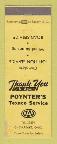 Matchbook Cover - Poynter's Texaco oil gas Chesapeake OH WEAR