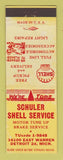 Matchbook Cover - Schuler Shell oil gas Detroit MI PRINTING ERROR
