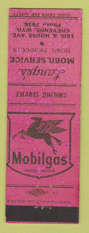 Matchbook Cover - Mobil oil gas Lange's Cheyenne WY WORN