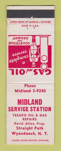 Matchbook Cover - Midland Texaco oil gas Wyandanch NY WEAR