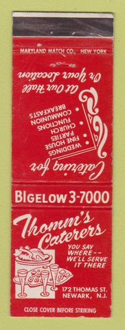Matchbook Cover - Thomm's Catering Newark NJ