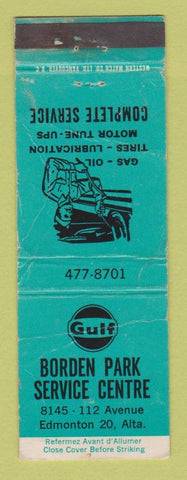 Matchbook Cover - Gulf oil gas Borden Park Edmonton AB WORN