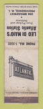 Matchbook Cover - Atlantic oil gas Leo Di Maio's Providence RI WORN