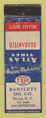 Matchbook Cover - Esso oil gas Bartlett Irving NY WORN