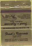 Matchbook Cover - Frank's Ristorante Pompano Beach FL 40 Strike