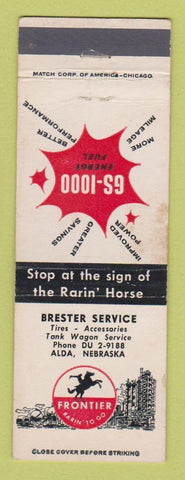 Matchbook Cover - Frontier oil gas Brester Alda NE STAINED