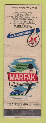 Matchbook Cover - Texaco oil gas Weaver's Cedar Rapids IA