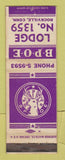 Matchbook Cover - Elks Lodge Rockville CT
