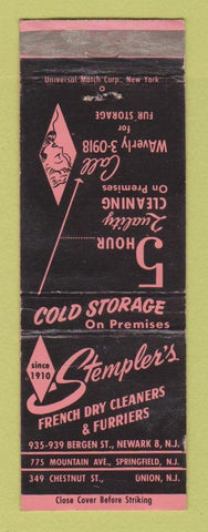 Matchbook Cover - Stempler's French Dry Cleaners Newark Springfield Union NJ