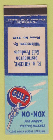Matchbook Cover - Gulf oil gas RA Greeene Williamstown KY