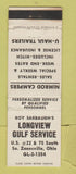 Matchbook Cover Longview Gulf oil gas South Zanesville OH Nimrod Campers U-Haul