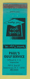 Matchbook Cover - Paul's Gulf oil gas Jamestown NY