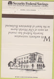 Matchbook Cover - Security Federal Savings Richmond VA 40 Strike