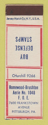 Matchbook Cover - Homewood Brushton Eagles Club Pittsburgh PA WWII SAMPLE