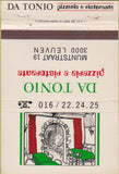 Matchbook Cover - Da Tonio Pizzeria  40 Strike