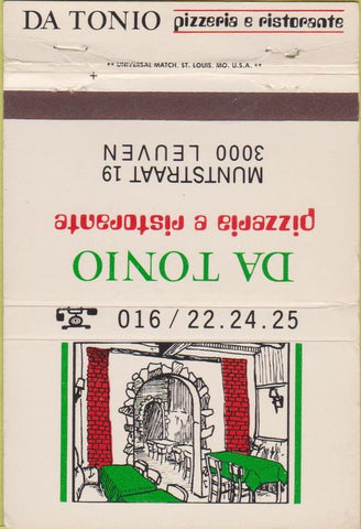 Matchbook Cover - Da Tonio Pizzeria  40 Strike