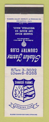 Matchbook Cover - Shaker Farms Country Club Westfield MA