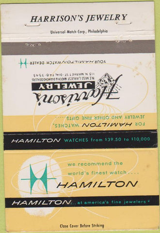 Matchbook Cover - Hamilton Watch Harrison's Jewelry 40 Strike