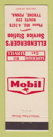 Matchbook Cover - Mobil oil gas Ellenberger's Tyrone PA