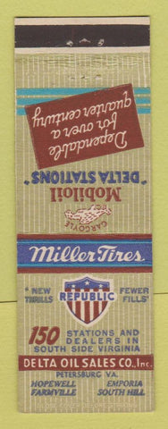 Matchbook Cover Republic Mobil oil gas Petersburg Hopewell Emporia Farmville VA