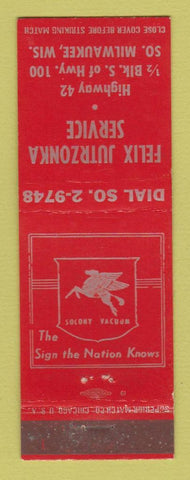 Matchbook Cover - Mobil oil gas Felix Jutrozonka South Milwaukee WI